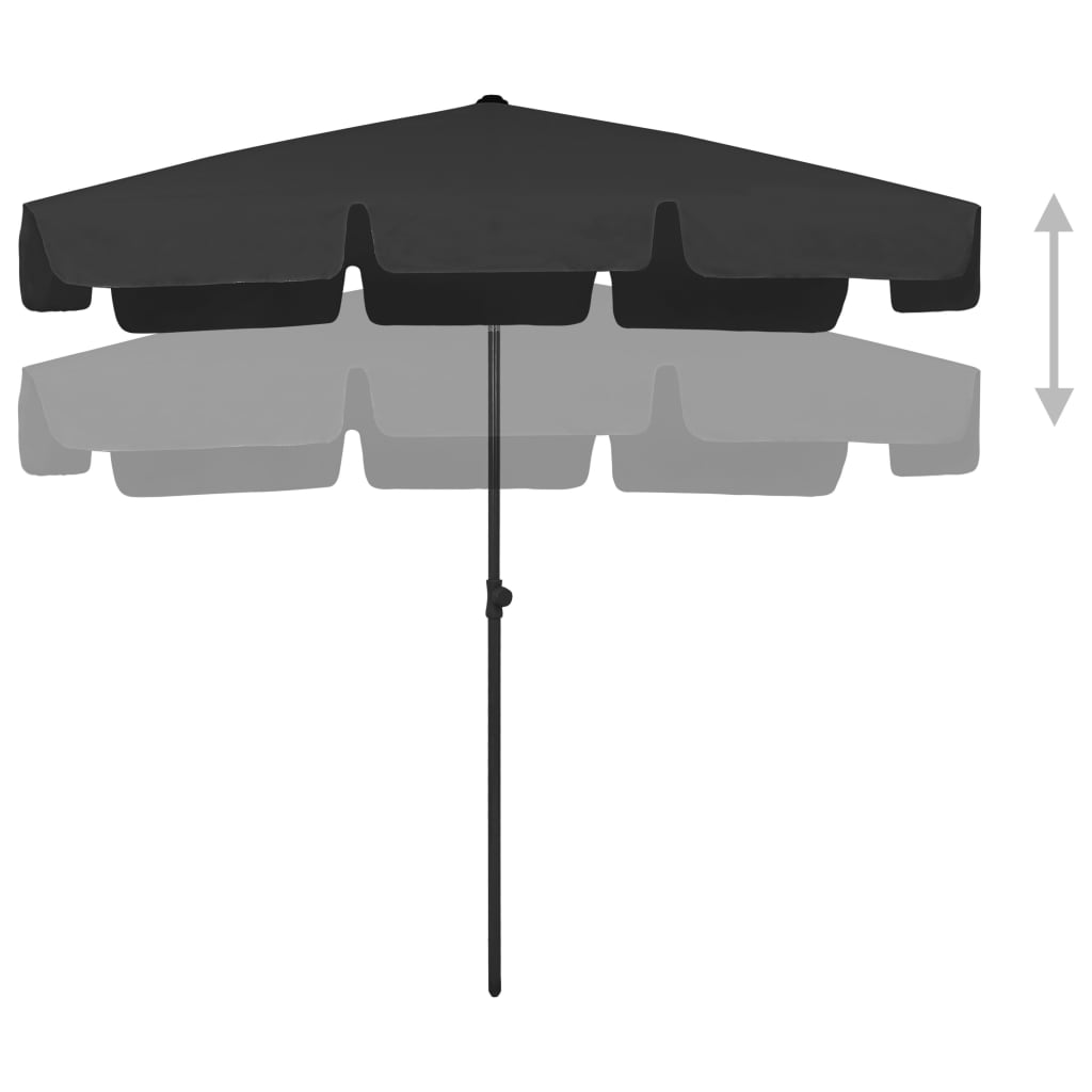 strandparasol 200x125 cm sort