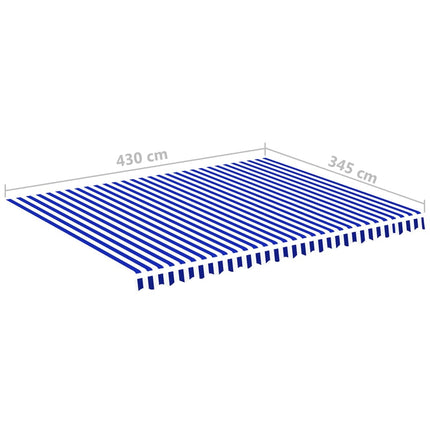 udskiftningsdug til markise 430x345 cm polyester blå og hvid