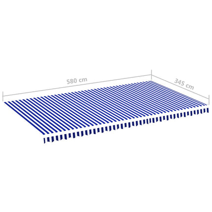udskiftningsdug til markise 580x345 cm polyester blå og hvid