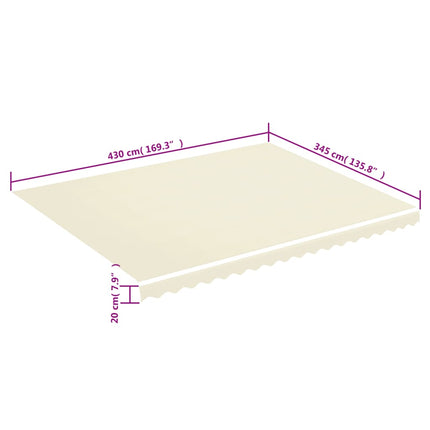 udskiftningsdug til markise 4,5x3,5 m polyester cremefarvet