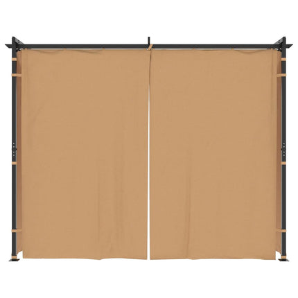 pavillon med gardiner 3x3 m stål gråbrun