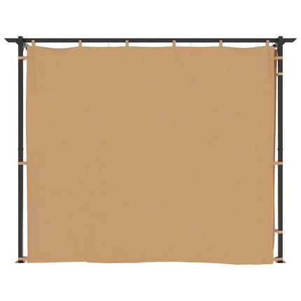 pavillon med gardiner 3x3 m stål gråbrun
