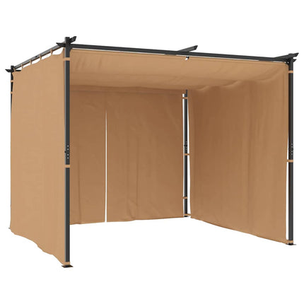 pavillon med gardiner 3x3 m stål gråbrun
