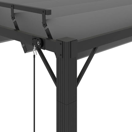 pavillon med lameltag 3x4 m aluminium og stof antracitgrå