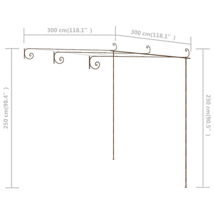 pergola 3x3x2,5 m jern antikbrun