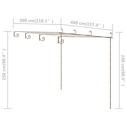 pergola 4x3x2,5 m jern antikbrun