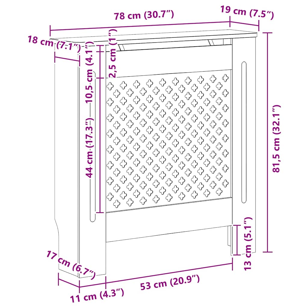 radiatorskjuler 78 cm MDF sort