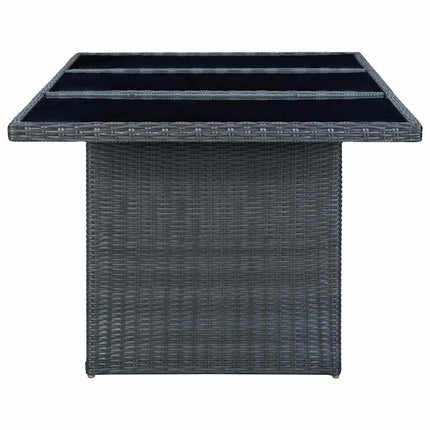 havebord polyrattan og hærdet glas mørkegrå