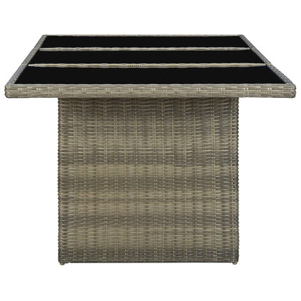 havebord polyrattan og hærdet glas brun