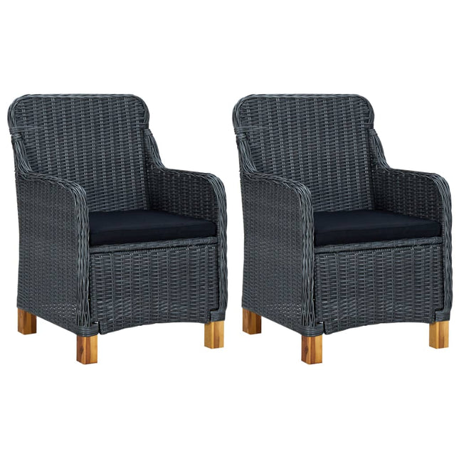 havestole med hynder 2 stk. polyrattan mørkegrå
