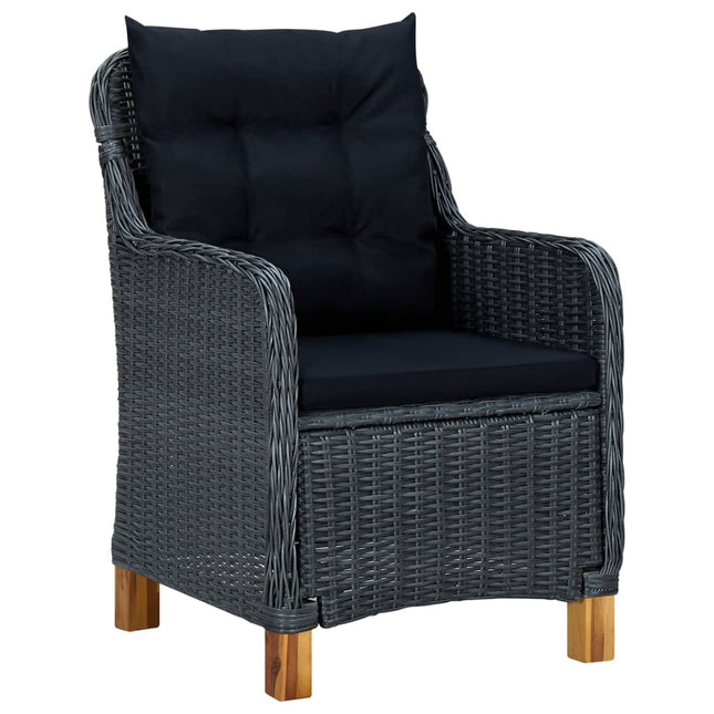 havestole med hynder 2 stk. polyrattan mørkegrå