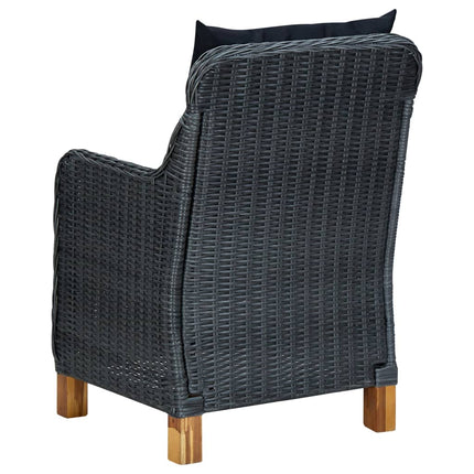 havestole med hynder 2 stk. polyrattan mørkegrå