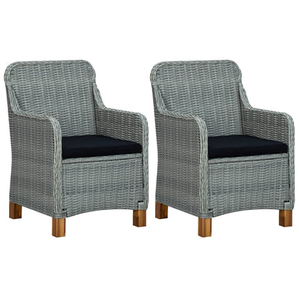 havestole med hynder 2 stk. polyrattan lysegrå