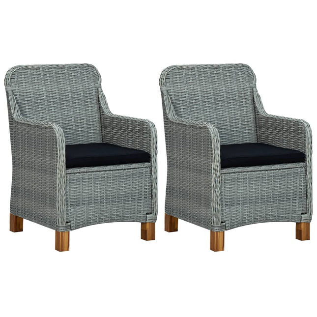 havestole med hynder 2 stk. polyrattan lysegrå