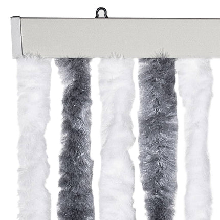 insektgardin 90x200 cm chenille grå og hvid