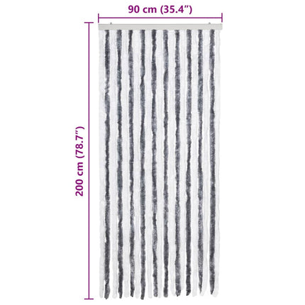 insektgardin 90x200 cm chenille grå og hvid