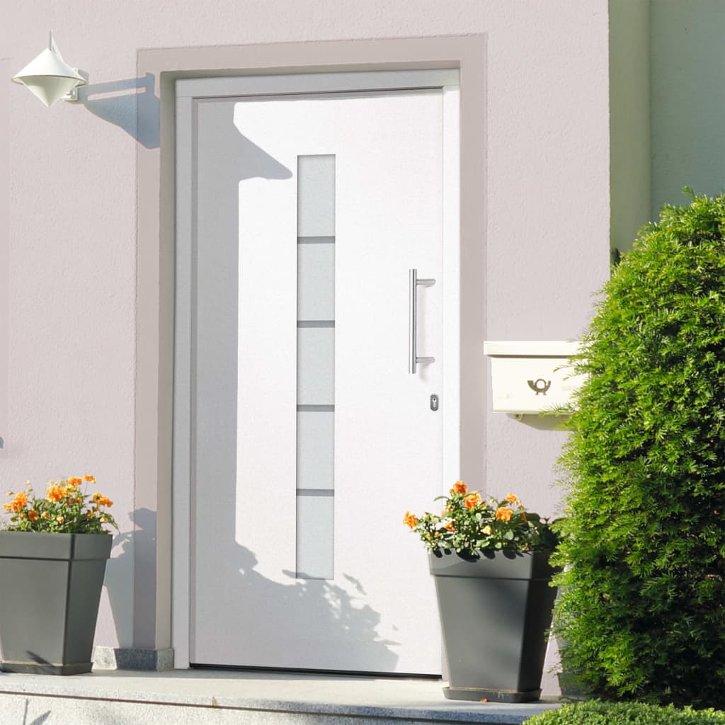 hoveddør 110x210 cm aluminium og PVC hvid
