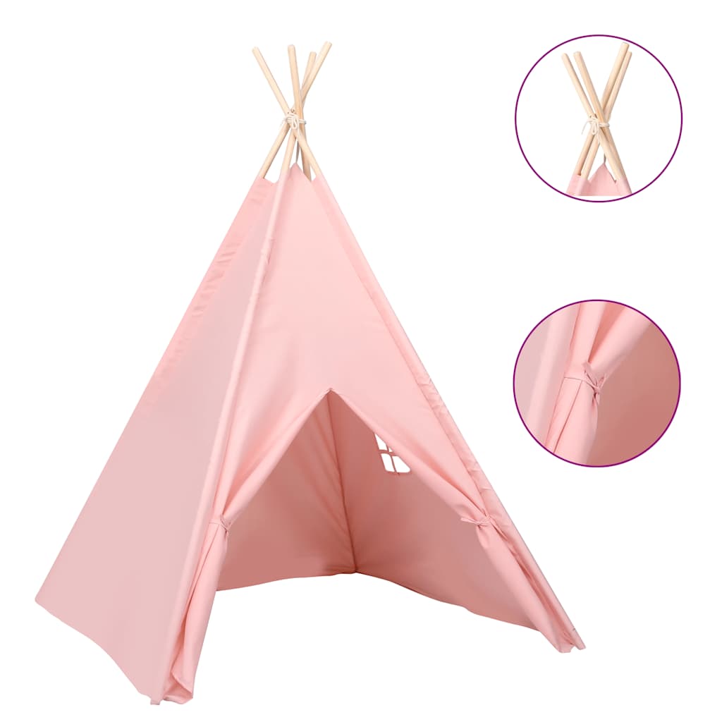 tipi til børn 120x120x150 cm med bærepose polyester pink