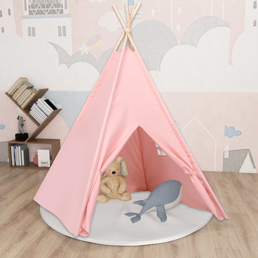 tipi til børn 120x120x150 cm med bærepose polyester pink