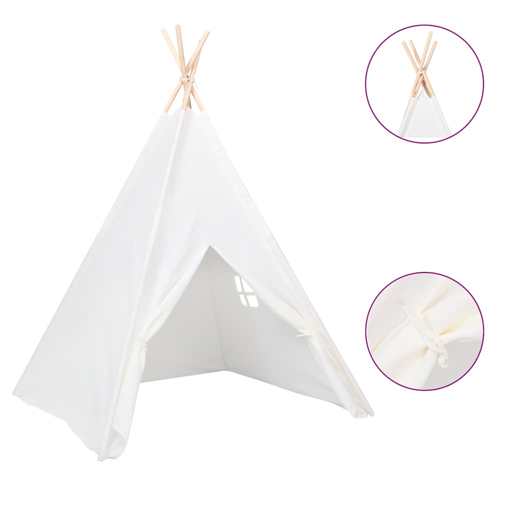 tipi til børn 120x120x150 cm med bærepose polyester hvid