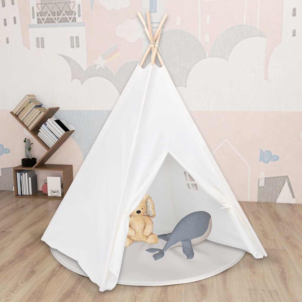 tipi til børn 120x120x150 cm med bærepose polyester hvid