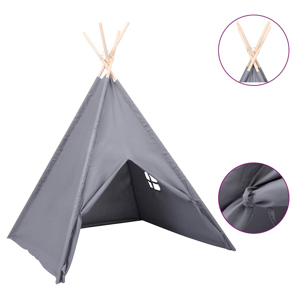 tipi til børn 120x120x150 cm med bærepose polyester grå