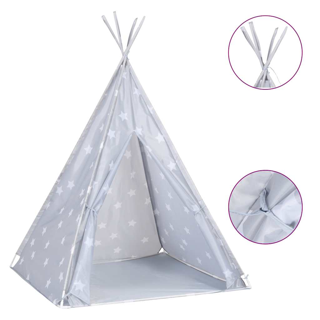 tipi til børn 115x115x160 cm med bærepose polyester grå