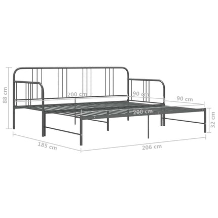 sengestel til udtræksseng 90x200 cm metal grå