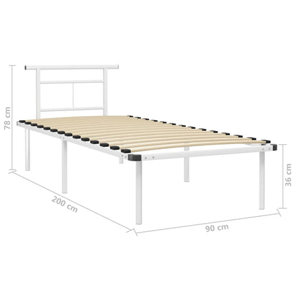 sengestel 90x200 cm metal hvid