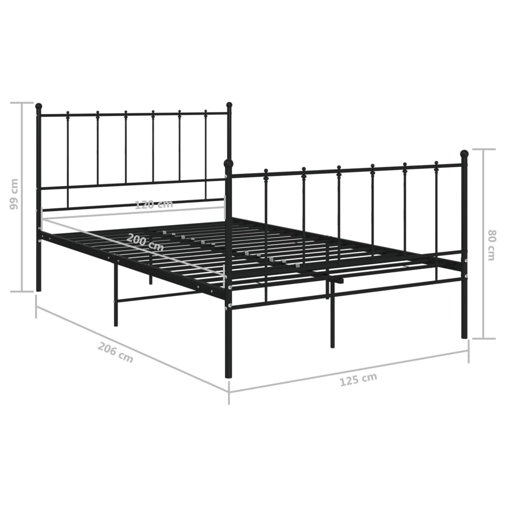 sengestel 120x200 cm metal sort