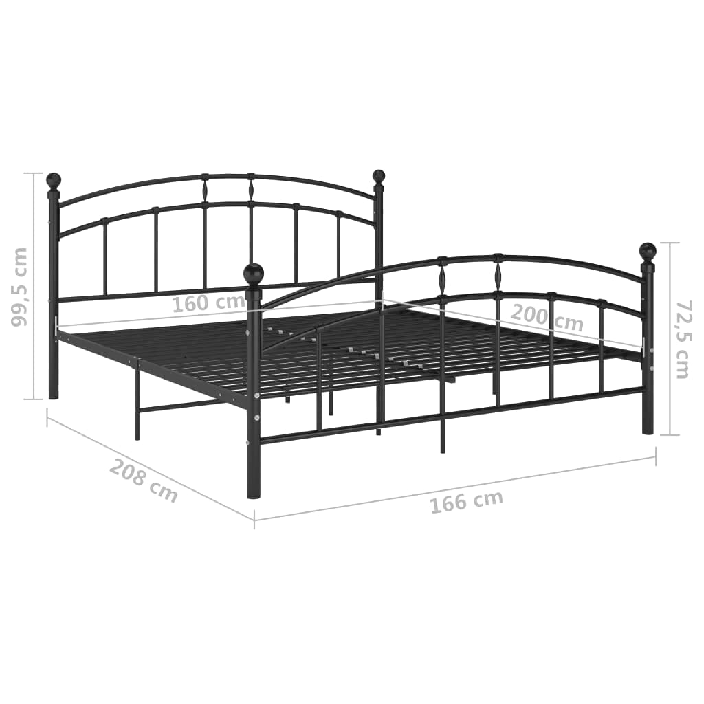 sengestel 160x200 cm metal sort