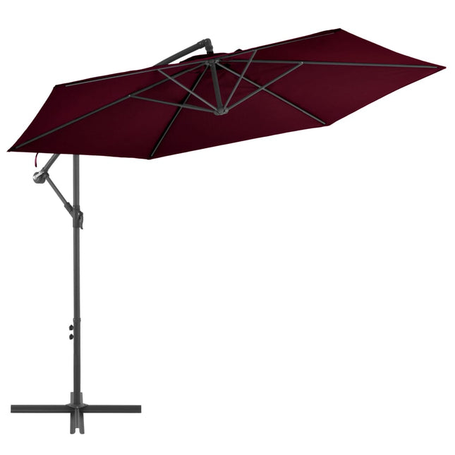 hængeparasol 300 cm aluminiumsstang bordeauxrød