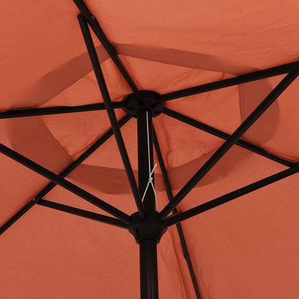parasol m. LED-lys + stålstang 300 cm terrakotta