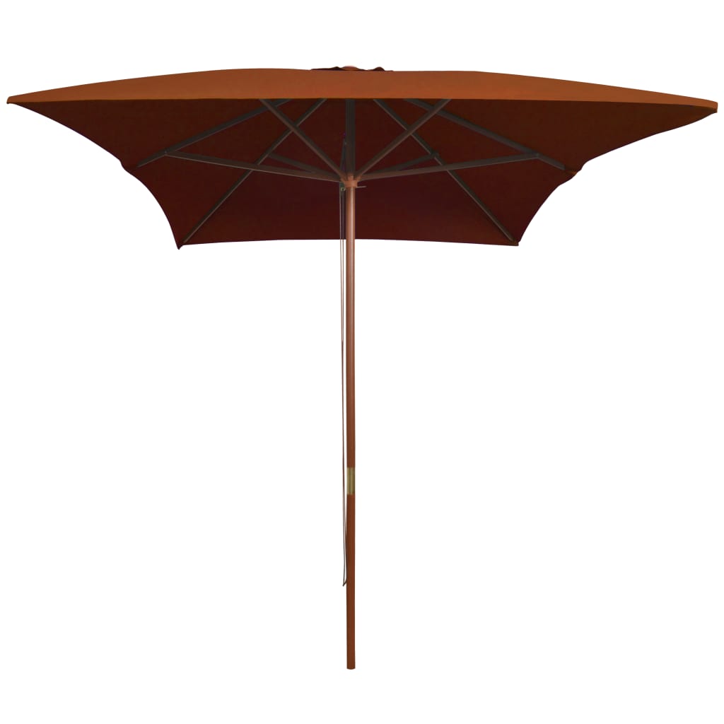 haveparasol 200x300 cm træstang terrakotta