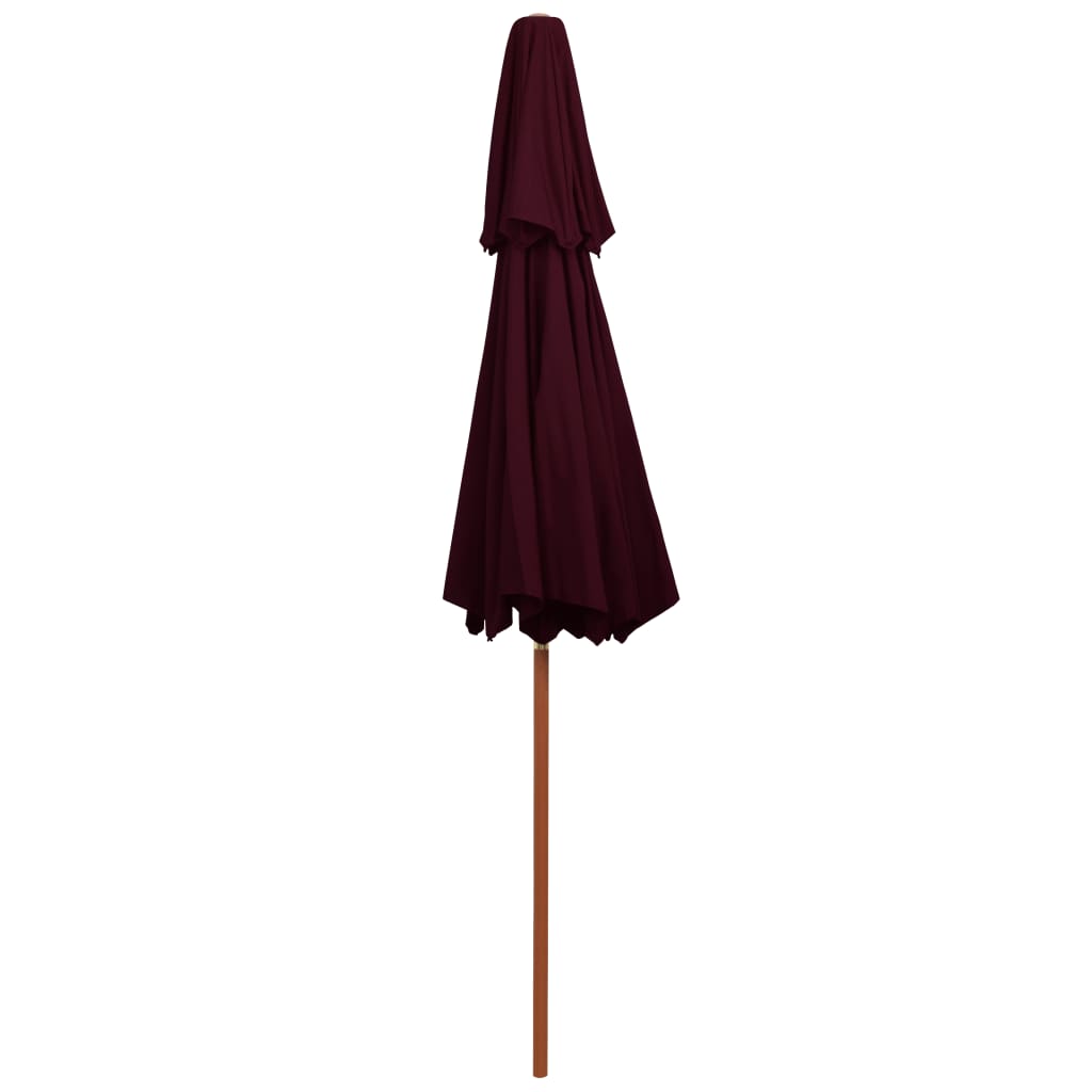 dobbelt parasol 270 cm træstang bordeauxfarvet