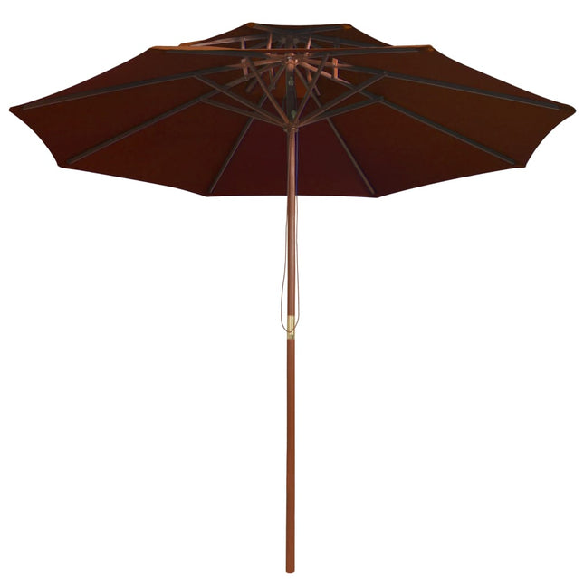 parasol m. træstang 270 cm 2 niveauer terrakotta