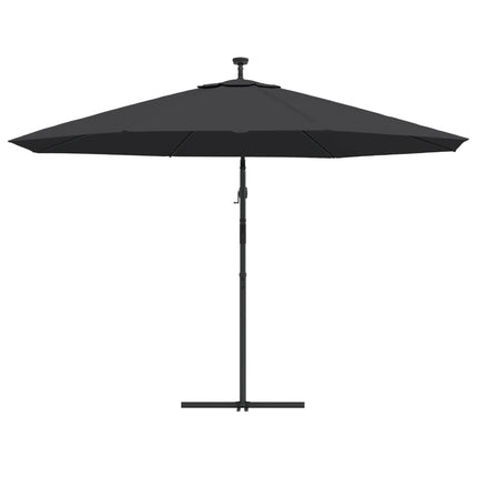 hængeparasol m. LED-lys 350 cm sort
