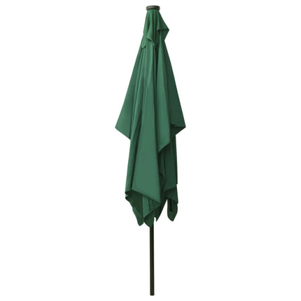 parasol med LED-lys og stålstang 2x3 m grøn