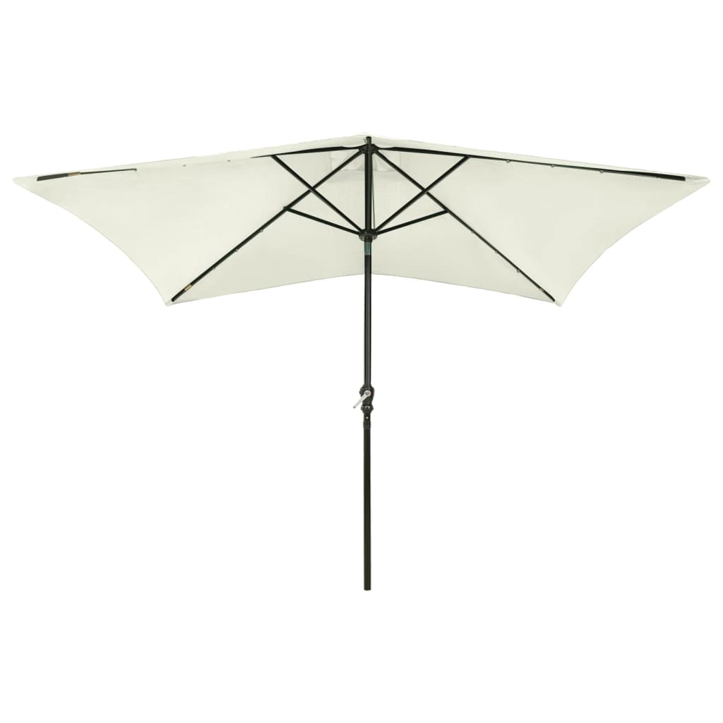 parasol med LED-lys og stålstang 2x3 m sandfarvet