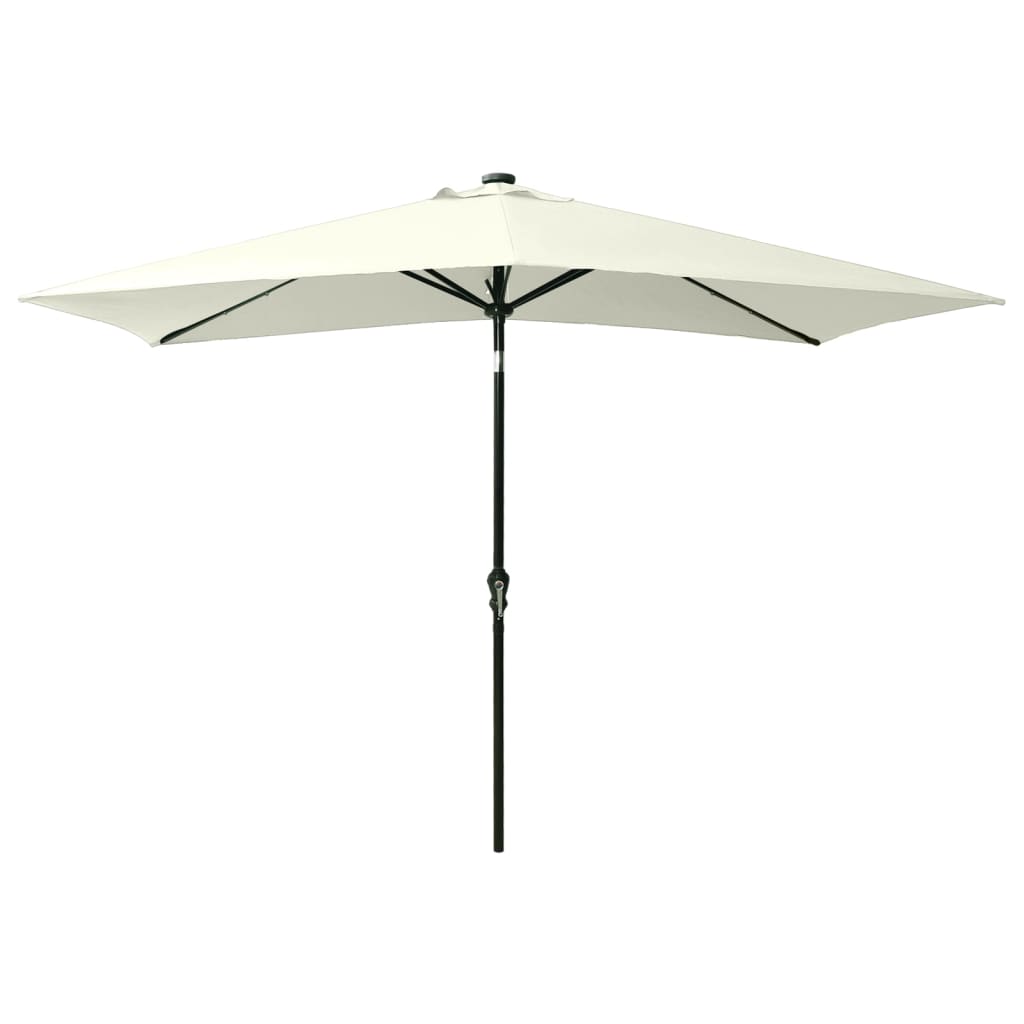 parasol med LED-lys og stålstang 2x3 m sandfarvet