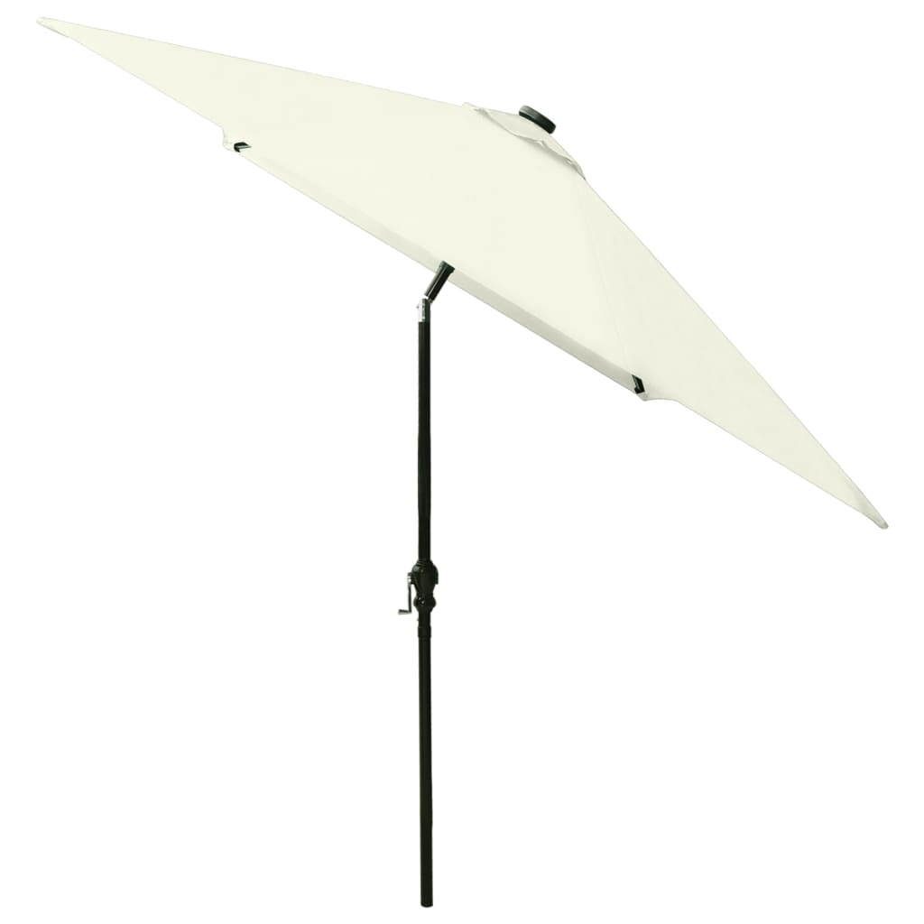 parasol med LED-lys og stålstang 2x3 m sandfarvet