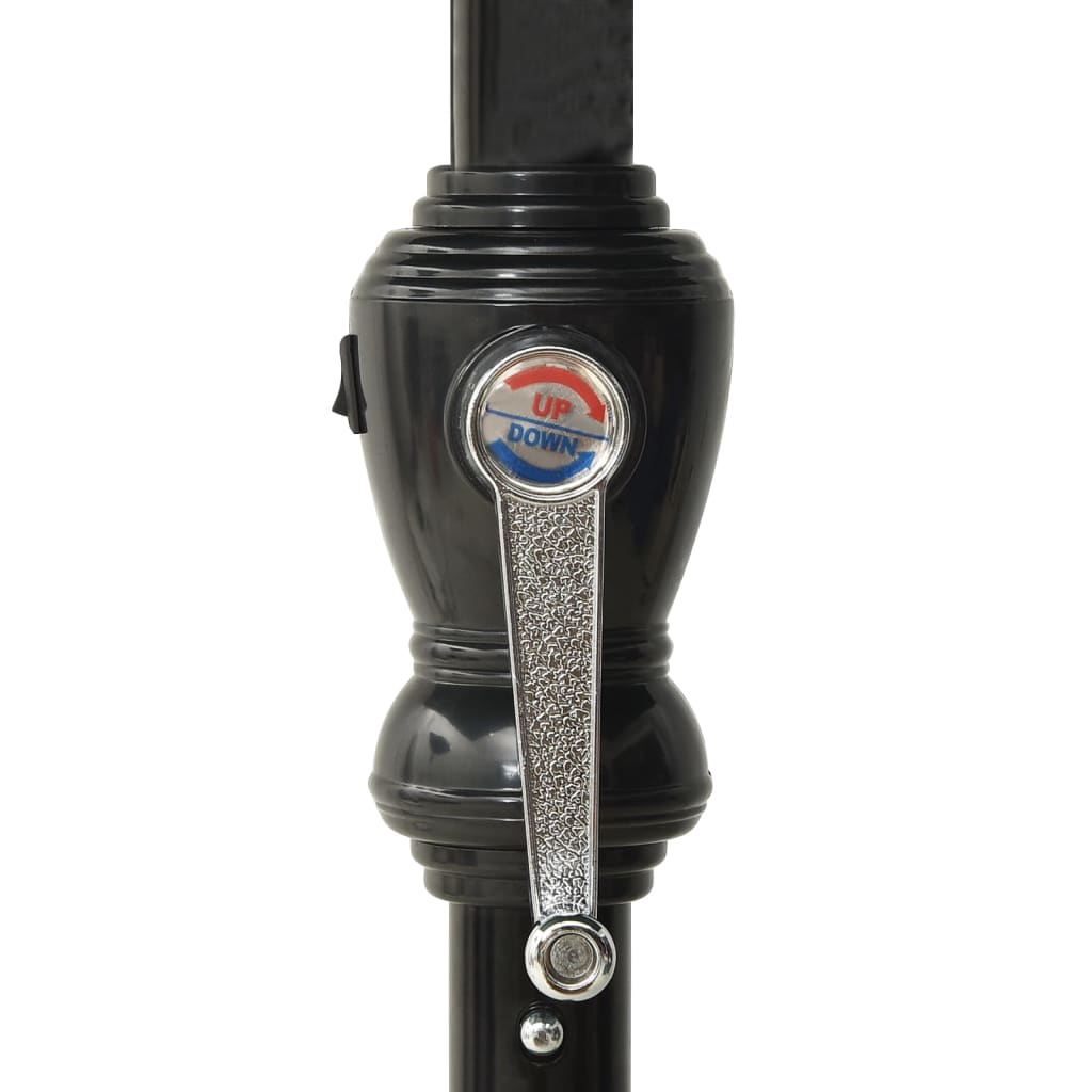 parasol med LED-lys og stålstang 2x3 m sandfarvet