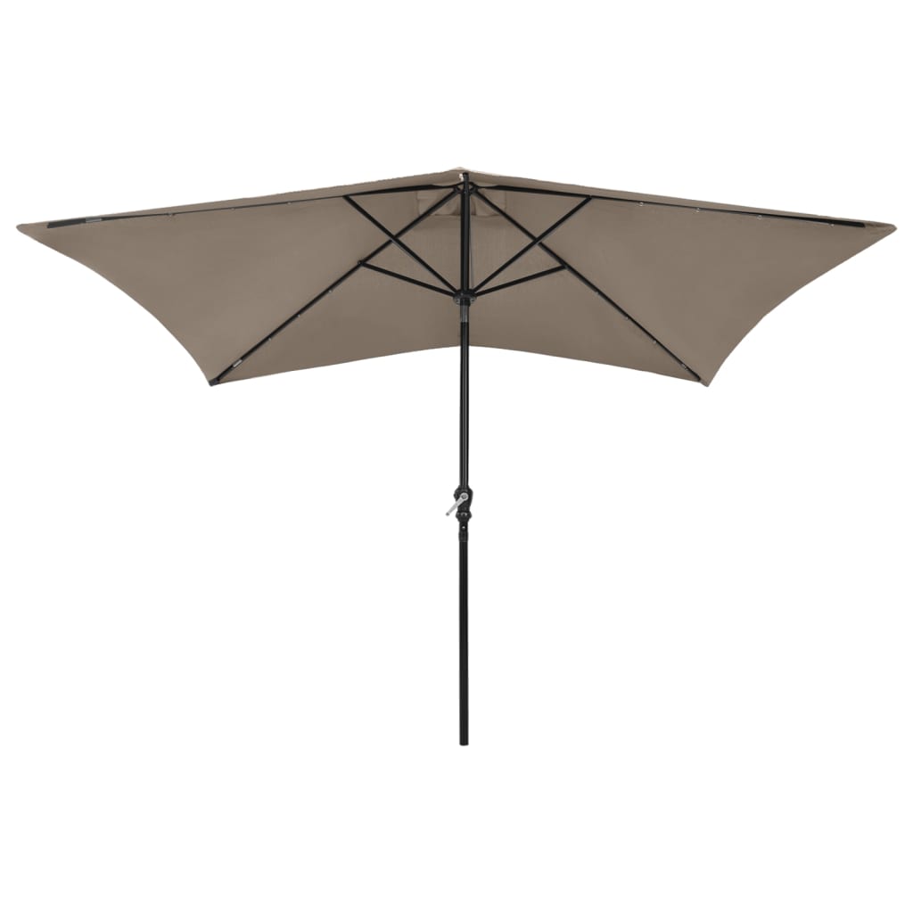 parasol med LED-lys og stålstang 2x3 m gråbrun