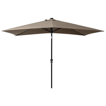 parasol med LED-lys og stålstang 2x3 m gråbrun