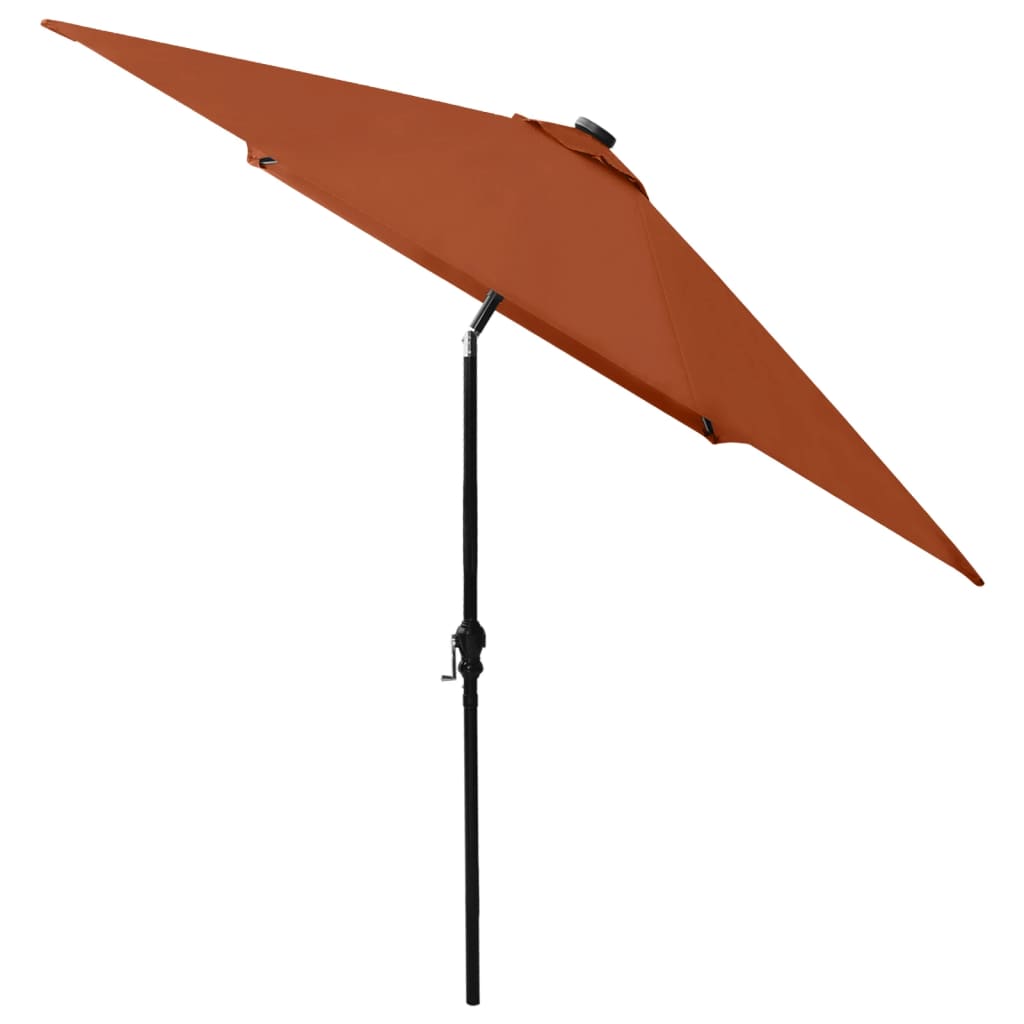 parasol med LED-lys og stålstang 2x3 m terrakotta
