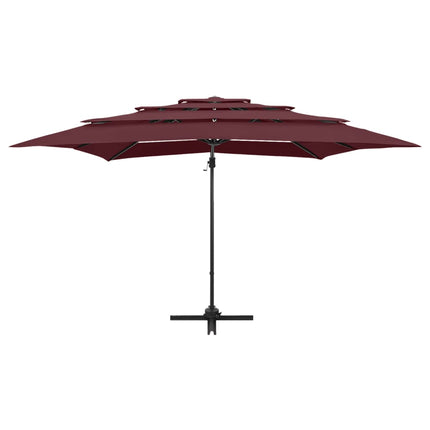 parasol 250x250 cm 4 niveauer aluminiumsstang bordeauxrød