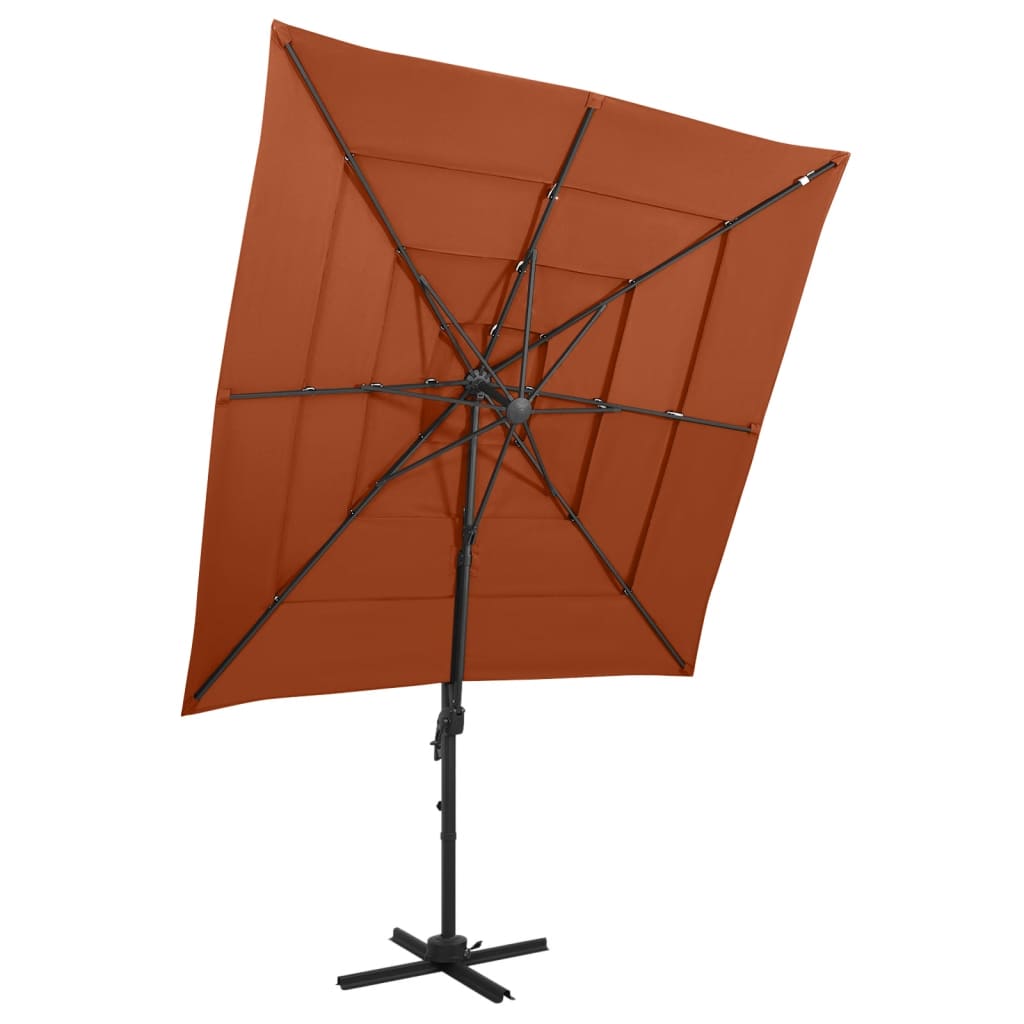 parasol 250x250 cm 4 niveauer aluminiumsstang terrakotta