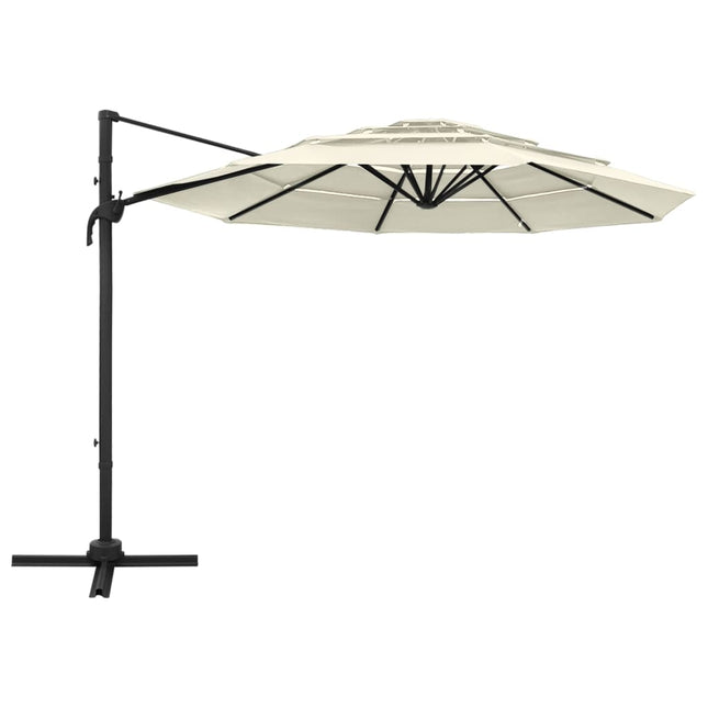 parasol 3x3 m aluminiumsstang 4 niveauer sandfarvet