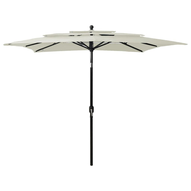 parasol 2,5x2,5 m aluminiumsstang 3 niveauer sandfarvet