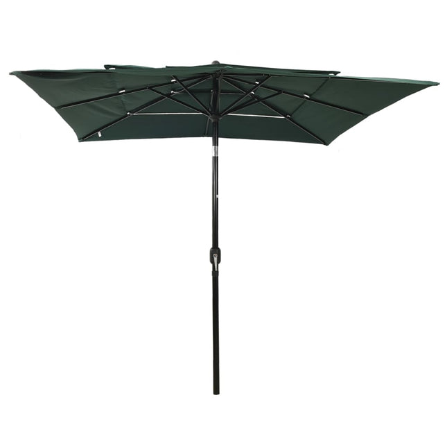 parasol 2,5x2,5 m aluminiumsstang 3 niveauer grøn